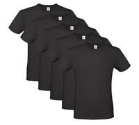 B&C - Camiseta de hombre y mujer de algodón 100% - 5 piezas camisetas unisex con manga corta, camiseta de cuello redondo liso personalizable, tejido certificado Oeko-Tex, Negro , M