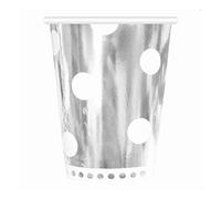 B&C Polka Dots Silver Pappbecher (6 Stücke) 266 ml