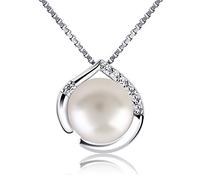 B.Catcher Collar de Perla Natural y Plata Sterling 925 "Eres la Luz de mis Ojos de - Con perla de agua dulce - Longitud ajustable 45 cm - para San Valentín/Bodas/Aniversarios