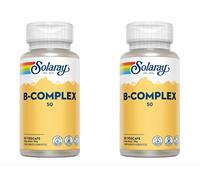 SOLARAY® B complex 50. 50 VegCaps. Las Vitaminas B contribuyen al normal funcionamiento del sistema nervioso. Sin gluten. Apto para veganos.