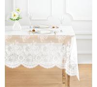 B-COOL 2 manteles de 60 x 120 Pulgadas, Estilo rústico para Despedida de Soltera, Flores Blancas, decoración de Mesa de Primavera al Aire Libre