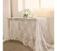 B-COOL Mantel de Encaje de 152 x 305 cm, Rectangular, de Boda para mesas, rústico, Vintage, Color Blanco, 2 Unidades