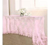B-COOL Mantel de Encaje Rosa de 152 x 305 cm, Rectangular, Vintage, Bordado, para Novia, Boda, Transparente, para decoración rústica al Aire Libre, Fiesta, recepción, hogar