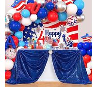 B-COOL Mantel de Lentejuelas Azul Real para Mesa Redonda, Mantel Azul de Secuencia, faldones de Lentejuelas, manteles de Lentejuelas para Fiestas del Día de la Independencia, 229 x 332 cm