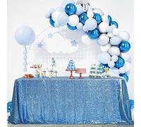 B-COOL Mantel de Lentejuelas para Baby Shower, 90 x 132 Pulgadas, superposiciones con Purpurina, Color Azul bebé, decoración de Boda, decoración de Fiesta temática de Sirena Brillante