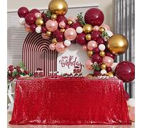 B-COOL Mantel Rectangular de Lentejuelas para Navidad, 152 x 259 cm, sin Costuras, Color Rojo, para decoración