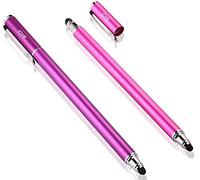 B&D Lápiz Táctil 2 en 1 Lápiz para Tableta con 10 Puntas de Goma de Repuesto para iPad, Tablets, iPhones, Samsung Galaxy Note/Tab, LG&HTC - Morado/Rosa