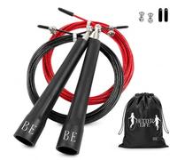 B-E® Comba Crossfit Profesional | Cuerda de Saltar Ajustable para Boxeo, Fitness, Cardio y Double Unders | Cable Extra, Bolsa y Repuestos