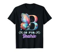 B es para Beatrix Girly Butterfly and Flower Nombre Inicial Camiseta