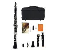 B-Flat Ebonite Clarinet, 17 Nickel-Plated Keys, Soft Polishing Cloth, Mouthpiece Cushion, Hard Case, Cleaning Kit, For Student Beginner
