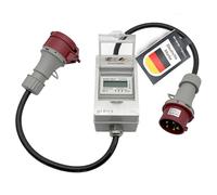 B+G E-Tech CEE 32A 400V - Contador de electricidad móvil con enchufe CEE y acoplador, 63 mm de diámetro, contador digital con función de reinicio, sin mantenimiento, repositorio EEG, certificado MID