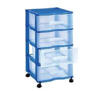B.G.S. Cajonera Oficina Carro peluqueria 4 cajones con Ruedas Organizador de plástico en Azul