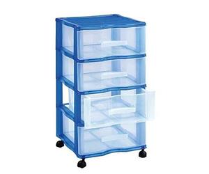 B.G.S. Cajonera Oficina Carro peluqueria 4 cajones con Ruedas Organizador de plástico en Azul