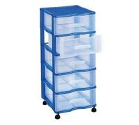 B.G.S. Cajonera Oficina Carro peluquería de plástico de 5 cajones con Ruedas EN Azul