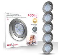 B.K.Licht - 5 x 4,8 W Led, Focos Empotrables Orientables 86 mm IP23, Luz Blanca Cálida 3000K, Downlight
