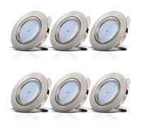 B.K.Licht 6x5,5W LED Focos empotrables extraplano Ø82mm GU10 blanco cálido 3000K, Downlight IP23