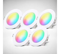 B.K.Licht I 5er Set RGBW Luces empotradas en el baño LED I Foco empotrado en el baño de color I Mando a distancia I Taladro de Ø70 mm I Regulable I 92x45 (DxH) I Blanco