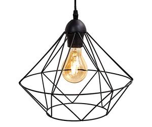 B.K.Licht I Colgante I Lámpara para colgar I Lámpara de hilo I 1 llama I Toma E27 máx. 40 Watt I Vintage I Acero I Negro I Ø320mm I Longitud: 1100mm