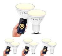 B.K.Licht I Juego de 2 LED GU10 Wi-Fi Lamp I 5.5 Watt I 350 Lumen I 2.700K Blanco cálido I Regulable I Aplicación Control de voz I iOS y Android I Bombilla inteligente (Paquete de 4)
