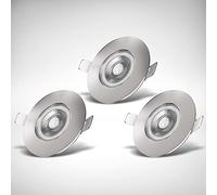 B.K.Licht I Juego de 3 luces LED empotradas en el baño I Infinitamente regulable I Ultra plano 25mm I Ø90mm I níquel mate I 4,9W I 460 lumen I 3.000K blanco cálido I IP44 I foco empotrado en el baño