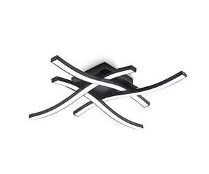 B.K.Licht I Lámpara de techo de 4 barras LED I 4.000K blanco neutro I 20 Watt I 2.000 Lumen I negro I blanco acrílico I ondulado I curvado I 425x425x70 mm