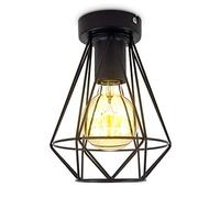 B.K.Licht I Lámpara de techo de alambre I 1 foco I E27 I Vintage I 165 mm de diámetro I Negro I Bombilla no incluida