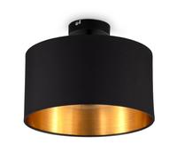 B.K.Licht I Lámpara de techo de tela negro-dorado I 1 foco I E27 I Ø 30 cm I No incluye bombilla