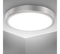 B.K.Licht I Lámpara de techo LED de 18 W I 4.000K I 28 cm de diámetro I 2.000 lúmenes I luz blanca neutra I Plata I plafon led techo