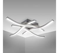 B.K.Licht I Lámpara de techo LED I lámpara de techo I 4.000K blanco neutro I 20 Watt I 2.000 Lumen I óptica de aluminio I blanco acrílico I ondulado I curvado I 425x425x70mm