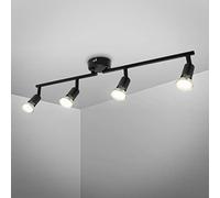 B.K.Licht I Lámpara de techo LED orientable I Foco de techo de 4 lámparas I incl. 4 bombillas GU10 de 2,9 W I color de luz blanco cálido I 4 lámparas de techo de 260 lm I lámpara de salón I negro