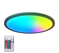 B.K.Licht I Lámpara de techo LED RGB redonda I Panel LED ultra plano I Cambio de color I Lámpara de techo RGBW regulable I Iluminación indirecta I Mando a distancia I Negro