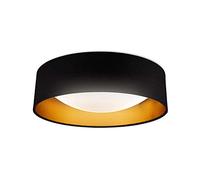 B.K.Licht I Luz de techo de tela LED I oro negro I 18W placa de LED I 2.200lm I 4.000K color de luz blanca neutral I lámpara de tela I 40cm