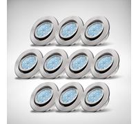 B.K.Licht - Juego de 10 focos LED empotrables de 230 V, orientables, ultraplanos, luz blanca cálida, con orificio de 68 mm, foco LED, 86 x 26 mm (diámetro x altura), níquel mate