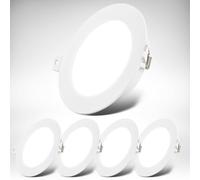 B.K.Licht - Juego de 5 focos LED planos 230V para empotrar, luz blanca neutra, 6W 660lm c/u, focos para techo, focos LED 230V, lámparas para empotrar, dimensiones del agujero 68mm,120x28mm(DxH),blanco