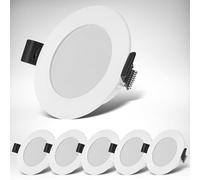 B.K.Licht - Juego de 6 focos empotrables LED 230V, focos LED para el baño protección contra salpicaduras de agua IP44, luz blanca neutra, focos LED, focos de techo, planos, 85x25mm (DxH), blanco