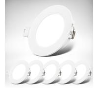 B.K.Licht - Juego de 6 focos empotrables LED 230V luz plana, blanco neutro, 3W 330lm c/u, LED Spot, focos de techo, 68mm, 90x28mm (DxH), interior