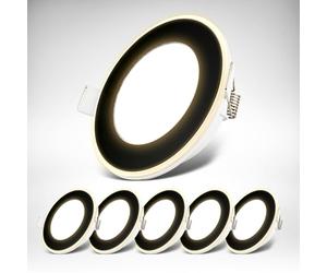 B.K.Licht - Juego de 6 focos LED empotrables 230V con función de luz nocturna, superficies y anillos conmutables por separado, función de memoria, LED Spot, plano, focos de techo, 68mm, 93x30mm, negro