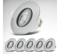 B.K.Licht - Juego de 6 focos LED empotrables, 9 x 4,2 cm (diámetro x altura), cromo mate, blanco cálido, IP65, 2880 lúmenes, 29,4 W, 3000 K, moderno, interior, múltiples habitaciones