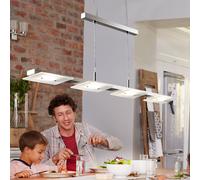 B.K.Licht Lámpara LED de techo colgante de metal y cristal auténtico, altura regulable, 4x4,5 W, 1600 lm, 3000 K, índice de protección IP20, color níquel mate