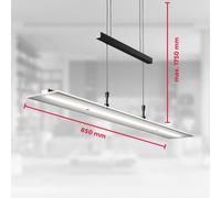 B.K.Licht Lámpara LED de techo colgante de metal y cristal auténtico, altura y luminosidad regulables, 20 W, 1600 lm, 3000 K, índice de protección IP20, color negro