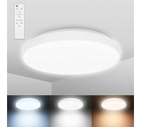 B.K.Licht Lámpara de baño LED de 12 vatios con control de la temperatura del color I Protección contra salpicaduras de agua IP44 I 1200lm I plafon led techo I LED regulable I Control remoto I Ø288 mm