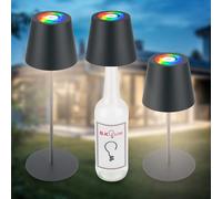 B.K.Licht - Lámpara de mesa 3 en 1 RGBW LED inalámbrica, IP44 con tacto, regulable sin niveles, batería y fuente de luz intercambiables, lámpara de noche, accesorio