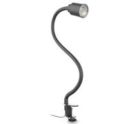 B.K.Licht - Lámpara de pinza LED - Lámpara de escritorio con bombilla de 5W GU10 - Lámpara de cuello de cisne - negro 54,5 cm