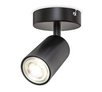 B.K.Licht - Lámpara de techo 1 luz, Foco Orientable, Metal Negro, GU10 máx 9W, Ø90x90mm, Sin Bombilla, IP20, Iluminación Interior, Diseño Moderno