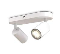 B.K.Licht - Lámpara de techo 2 luces, Metal Blanco, GU10 máx 2x9W, 270x60x90mm, Sin Bombillas, IP20, Focos Orientables, Estilo Moderno, Uso Interior
