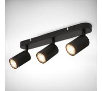 B.K.Licht - Lámpara de techo giratoria, lámpara de techo GU10, lámpara de 3 luces, lámpara de salón, lámpara de dormitorio, lámpara de cocina, plafon, 30 cm de longitud, negro
