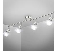 B.K.Licht - Lámpara de techo con 4 focos giratorios | incl. 4 bombillas LED GU10 x 5W | Fácil montaje | Ajustables foco de techo | Luz neutra | 400 lúm, 4000K | Recta en barra | 60,5 x 10,5cm