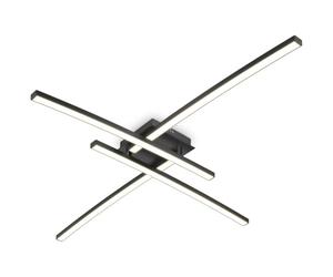 B.K.Licht Lámpara de techo con 4 LED llamas 20W, Giratorio Fuente de Luz, Lampara techo Moderna Dormitorio, Salon, Office, 3000K Blanco Cálido, Base Negra, 2200lm, Facil de Monat Plafón