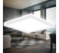 B.K.Licht - Lámpara de techo LED con luz indirecta, 3cm plana, luz blanca neutra, lámpara LED, lámpara de techo LED, lámpara de salón, panel de cocina, iluminación de techo, 24x24x3cm,Blanco