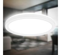 B.K.Licht - Lámpara de techo LED con luz indirecta, 3cm plana, luz blanca neutra, lámpara LED, lámpara de techo LED, lámpara de salón, panel de cocina, iluminación de techo, 24x3cm,blanco